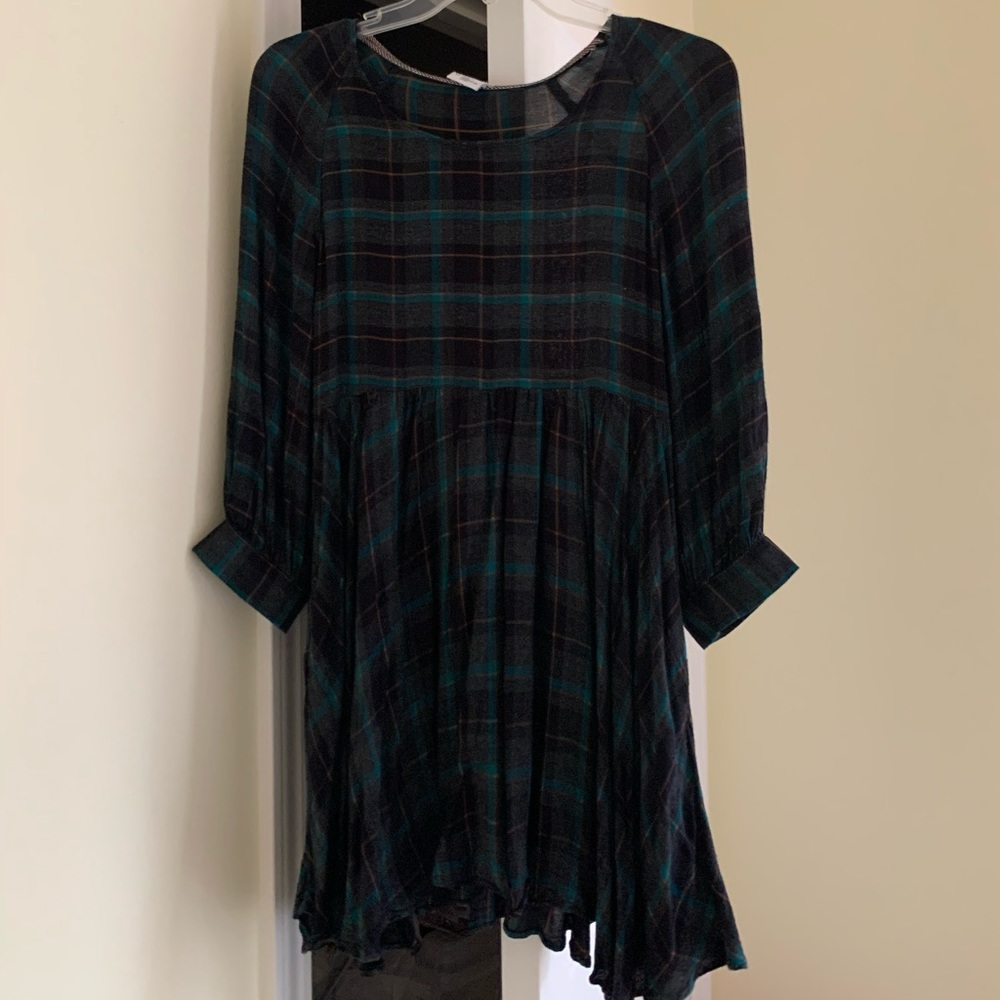 Cooperative 3/4 Sleeve Plaid Dress
